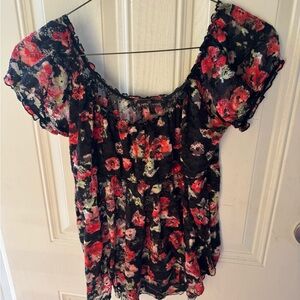 Vintage Floral Mesh Blouse